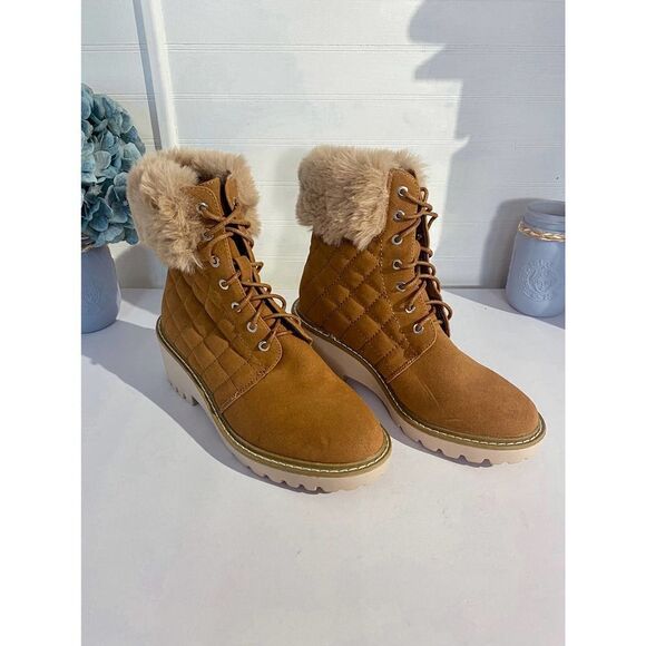 Nicole Miller Faux Fur Cuff Wedge Bootie - Picture 2 of 11